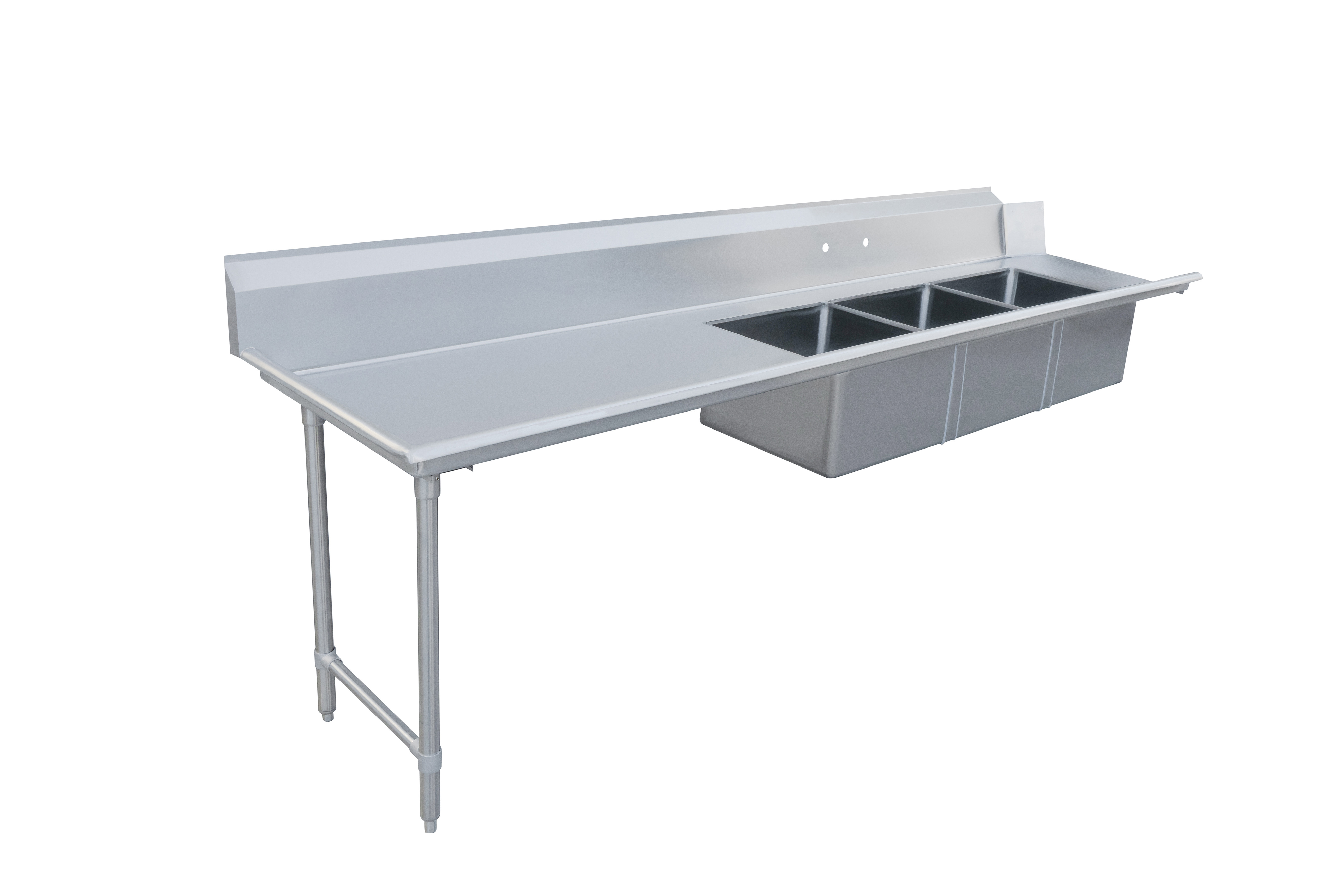 96" Left Side Soiled Dish Table with Three Sinks