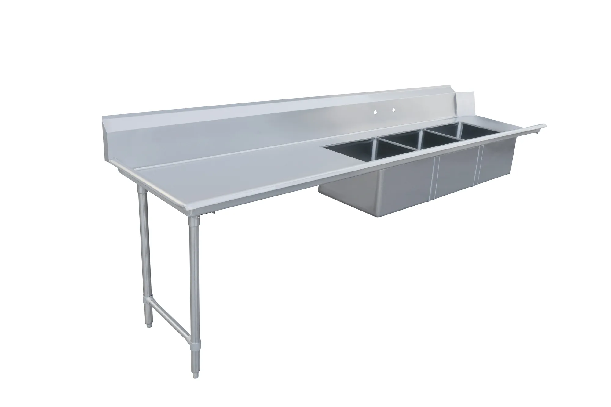 96" Left Side Soiled Dish Table with Three Sinks