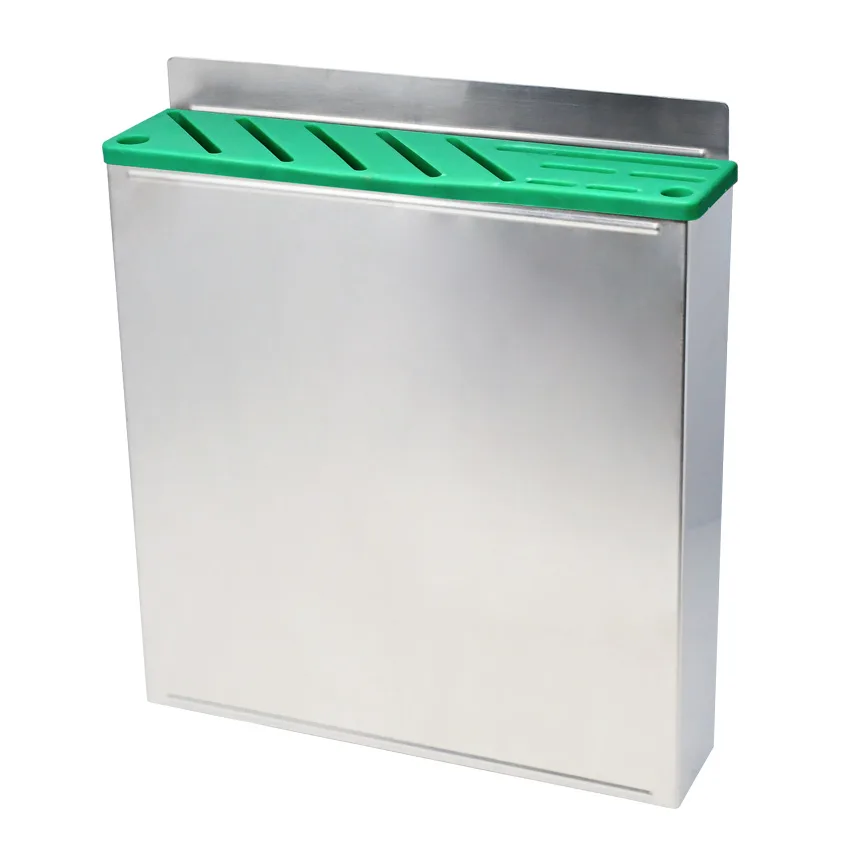 Stainless Steel Knife Rack with Green Plastic Insert