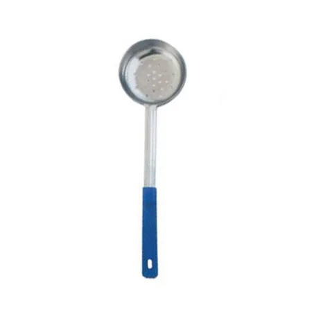 8 oz. One-Piece Stainless Steel Perforated Portion Control Spoon with Blue Handle