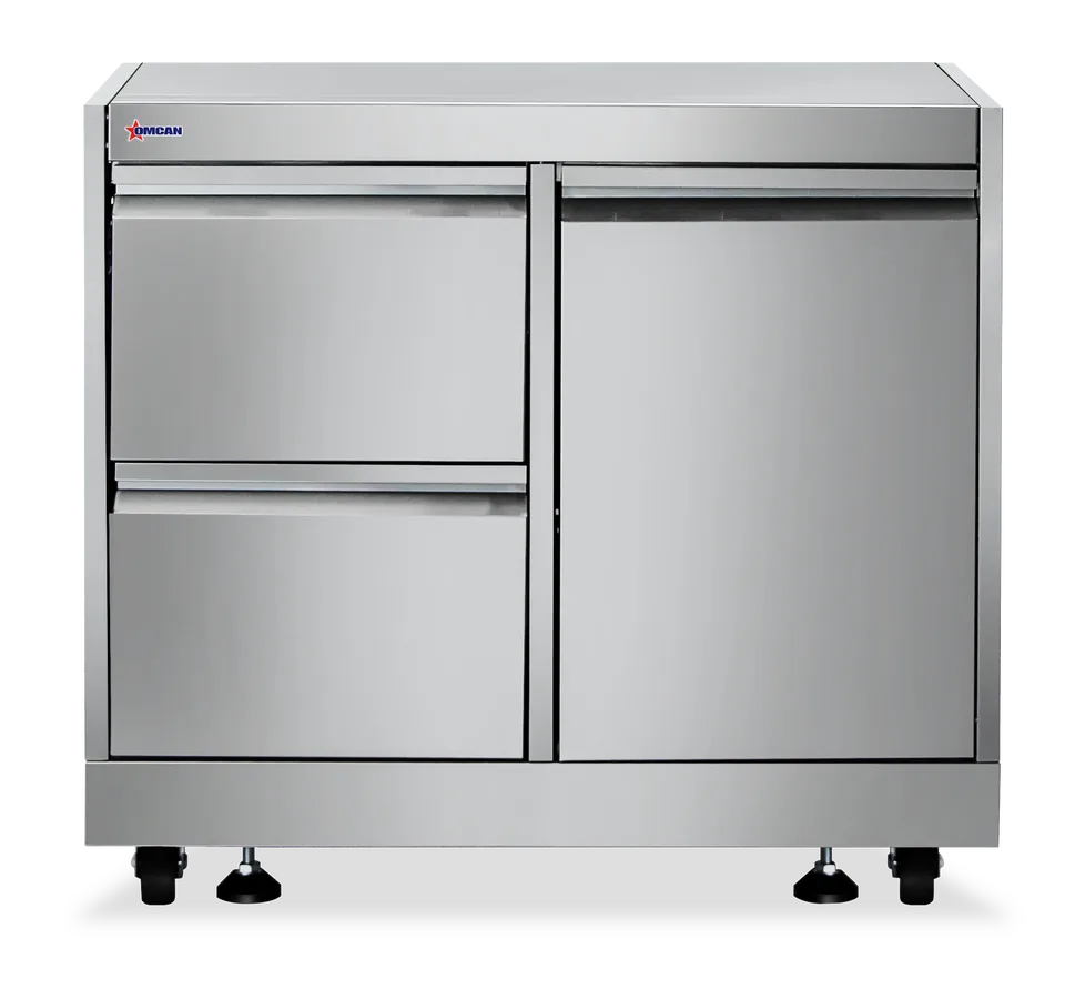32″ Stainless Steel Cabinet Stand for #47876 with Gas Tank Cabinet and 2 Drawers with Soft Hinge Drawer Slide