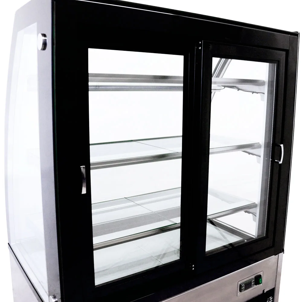 36" Three (3) Shelf Curved Glass Floor Refrigerated Showcase, 10.95 cu.ft. (310 L), Stainless Steel