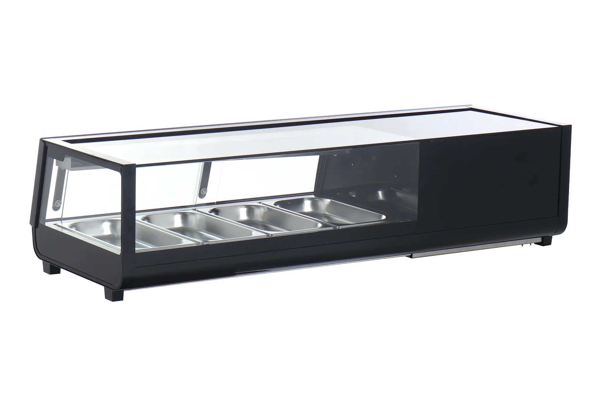 47" Refrigerated Flat Glass Sushi Display Case, 1.5 cu.ft. (42 L), Black