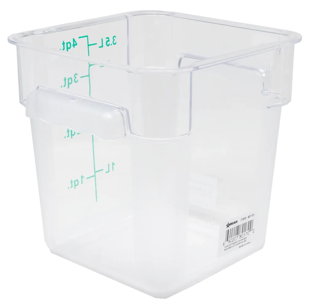 4 qt Polycarbonate Clear Square Food Storage Container