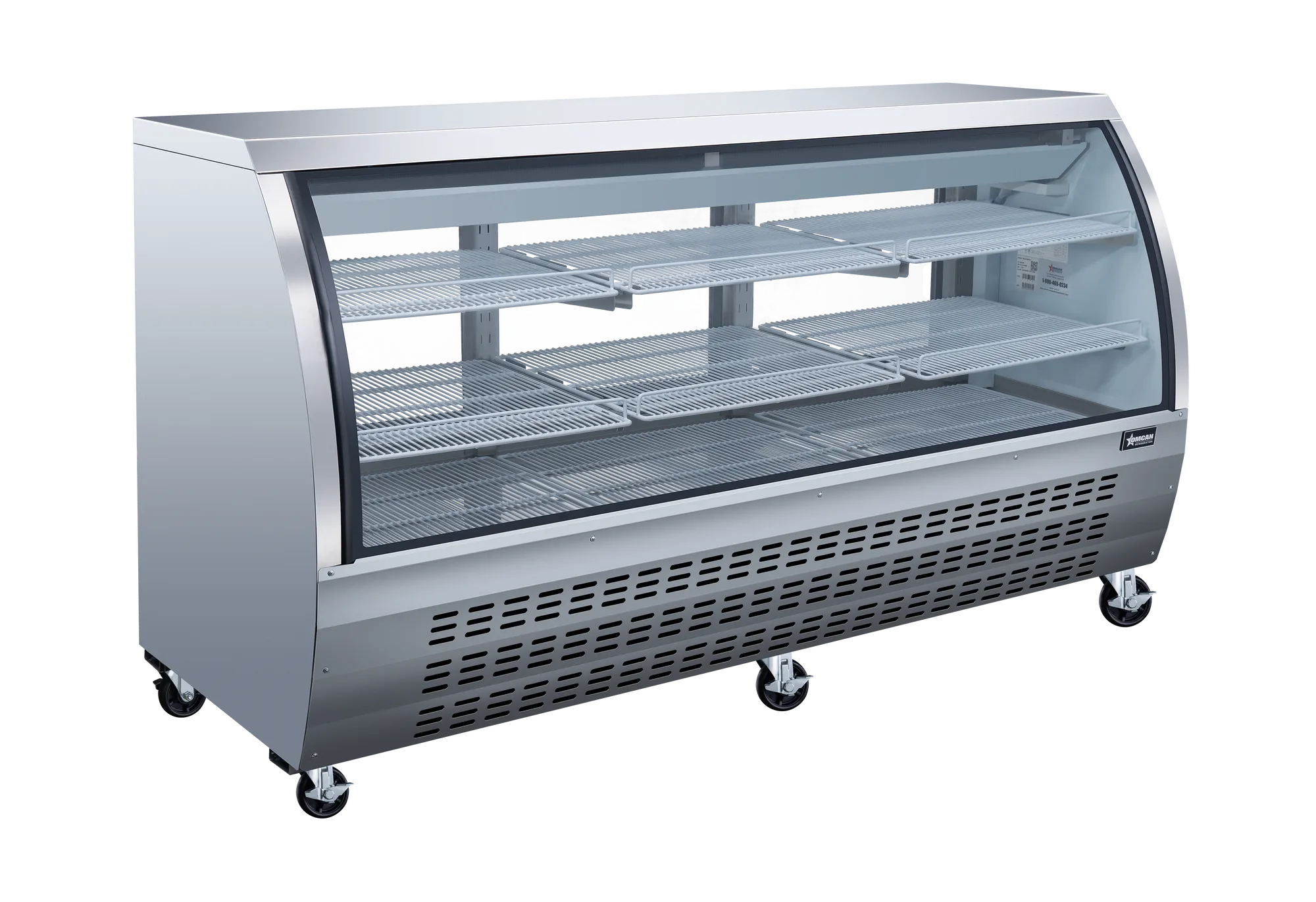82″ Two (2) Shelf Floor Refrigerated Showcase, 32 cu.ft. (903 L), Stainless Steel