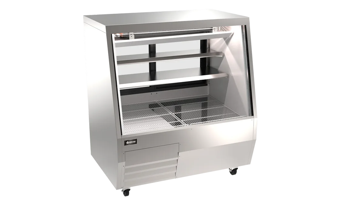 50” Square Glass Refrigerated Double-Duty Deli Case, 20.58 cu.ft. (583 L), Stainless Steel