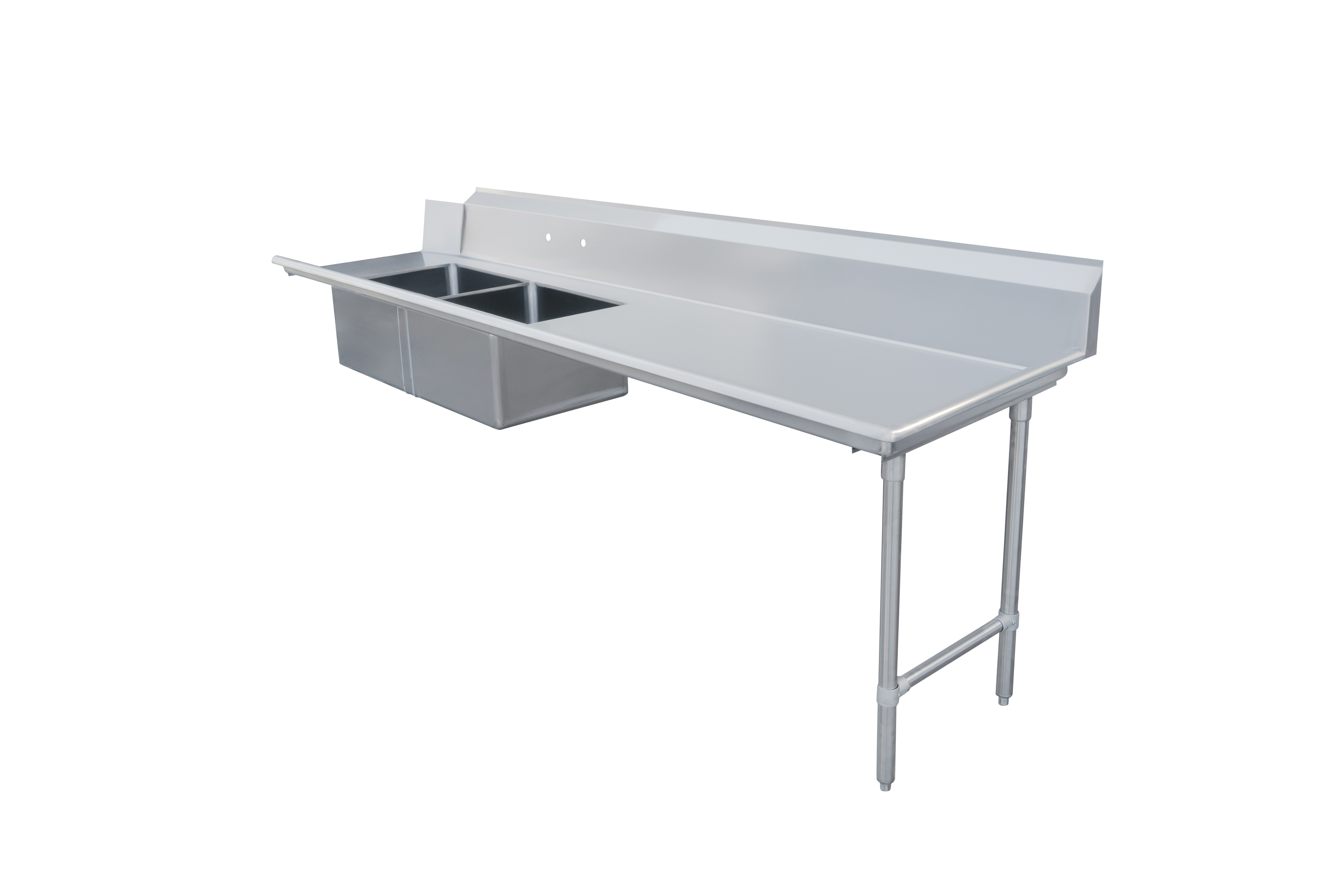 96" Right Side Soiled Dish Table with Two Sinks