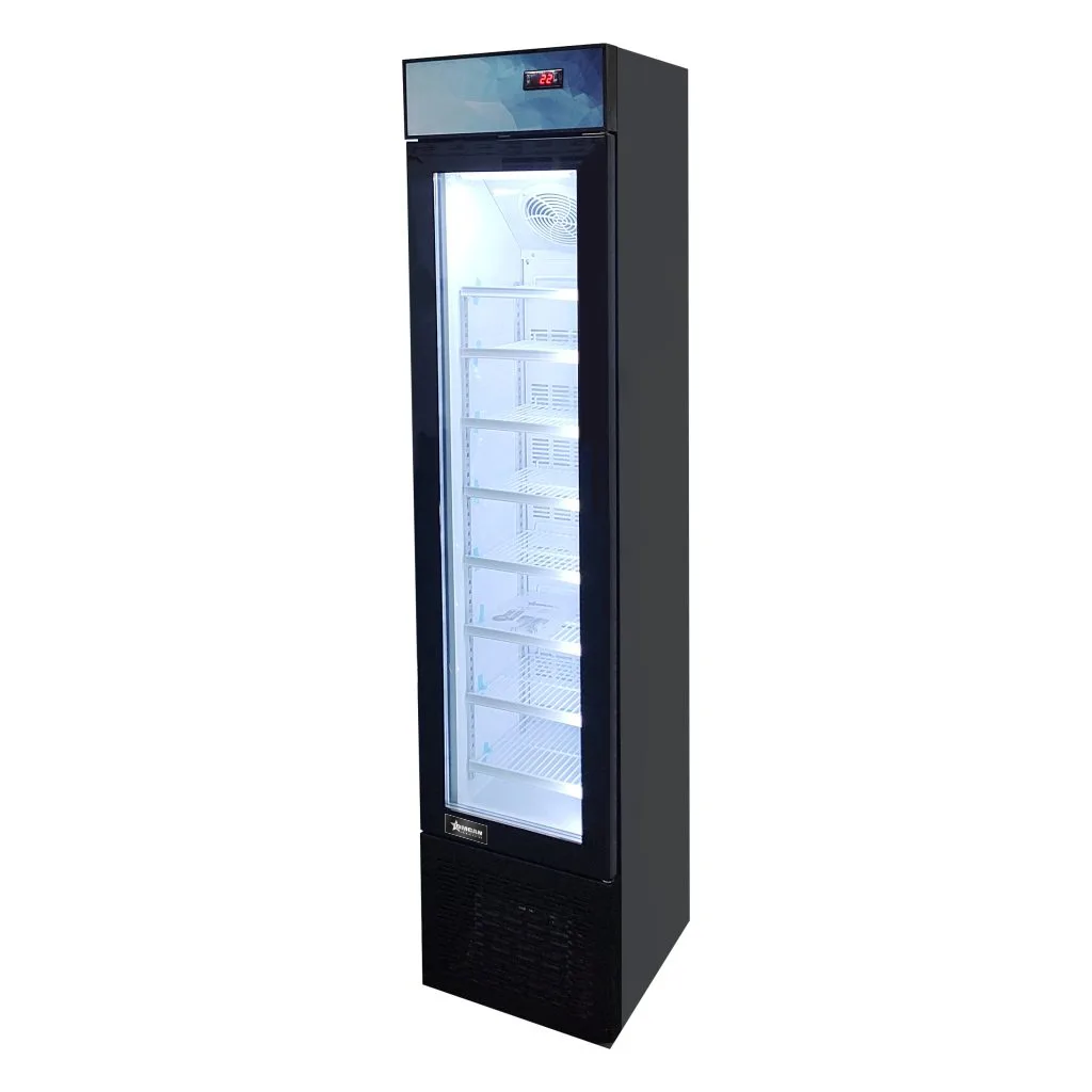 17” Slim One (1) Glass Door Display Freezer with Top Lightbox, 3.7 cu.ft. (105L), Black