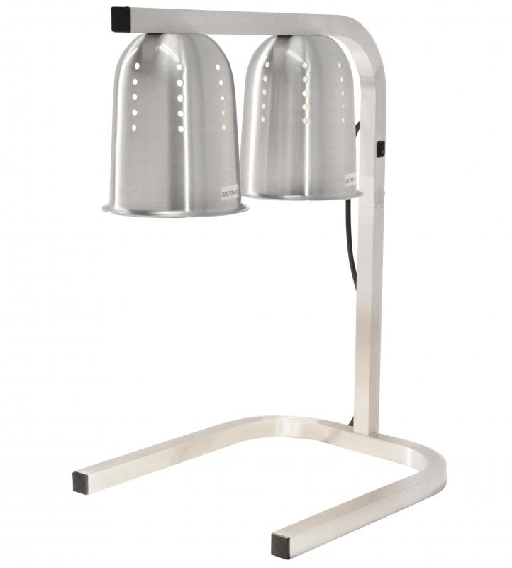 2-Bulb Commercial Portable Heat Lamp, Silver –  2 x 250W, 110V/60Hz/1Ph