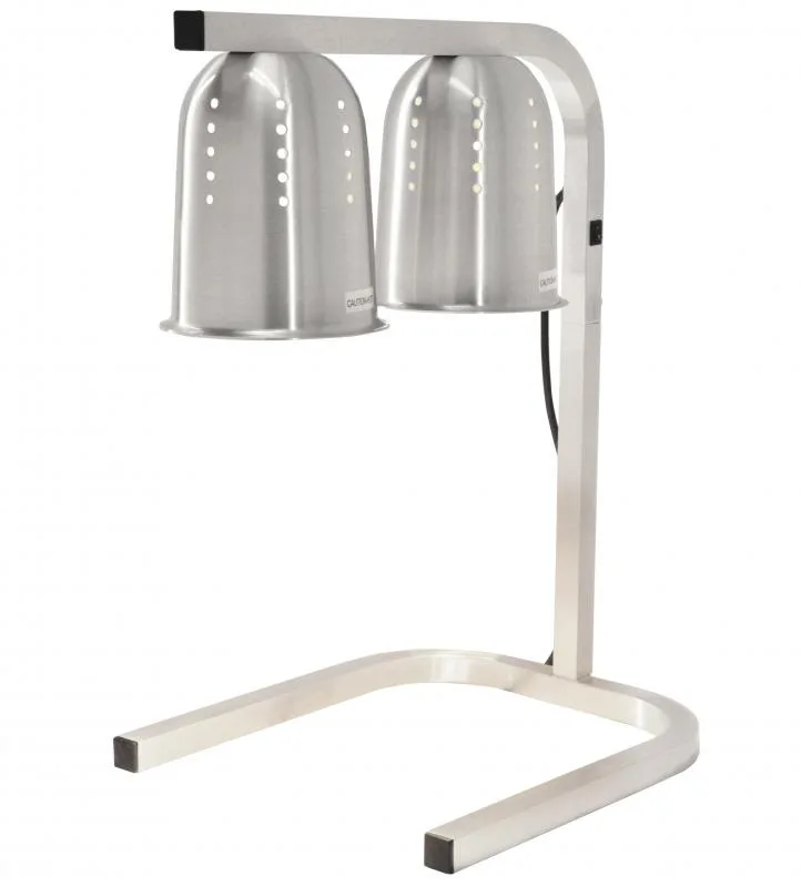 2-Bulb Commercial Portable Heat Lamp, Silver –  2 x 250W, 110V/60Hz/1Ph