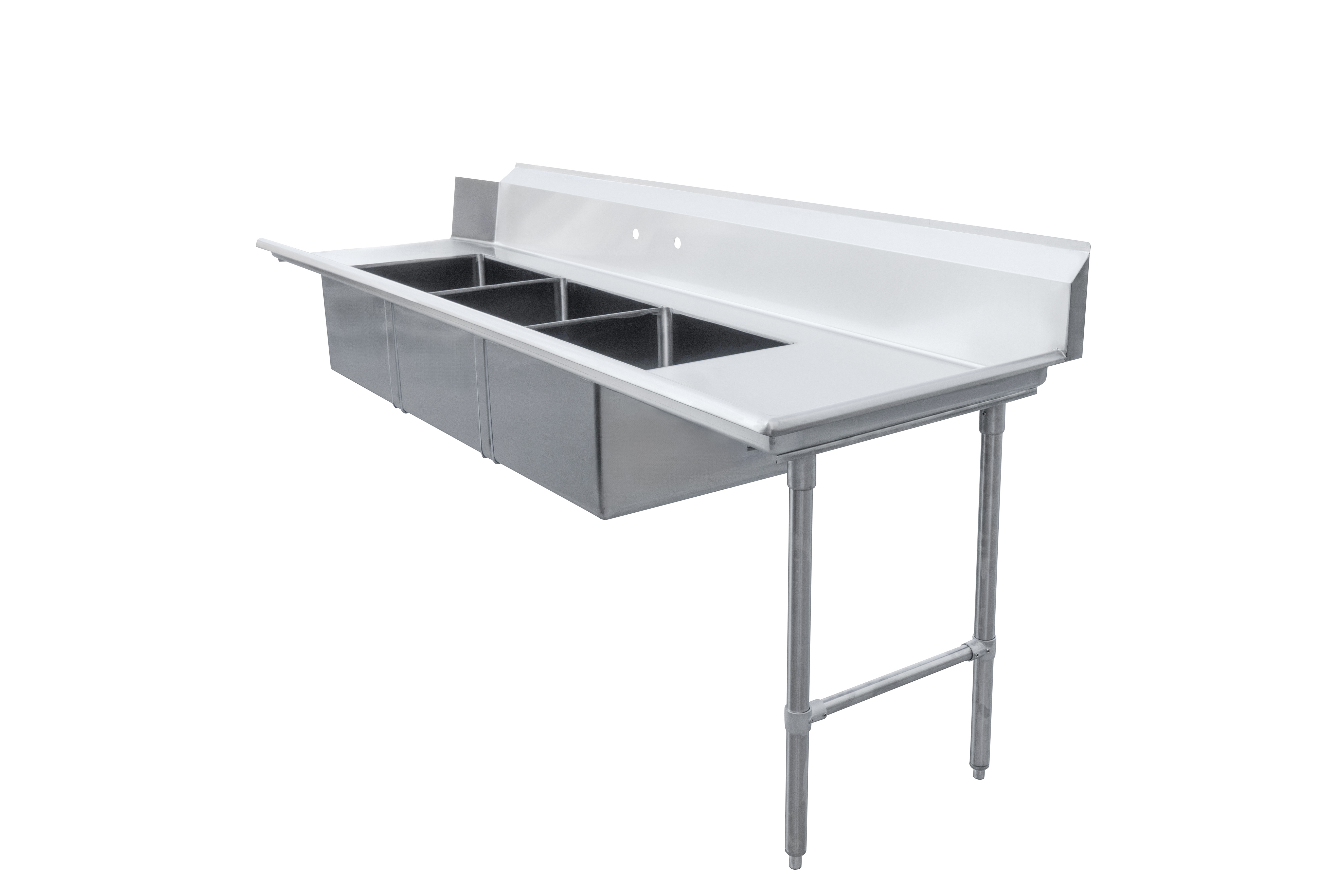 108" Right Side Soiled Dish Table with Three Sinks