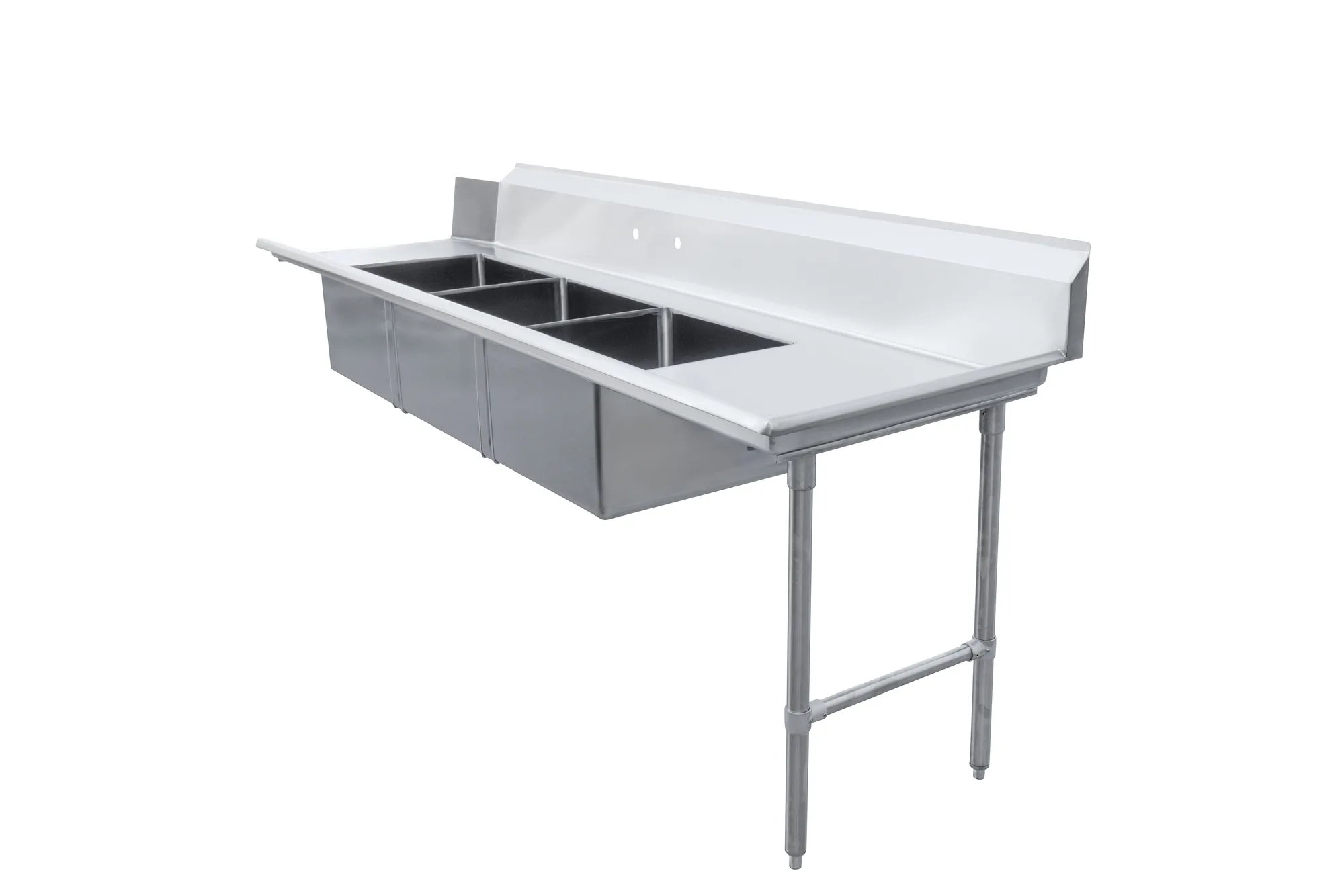 108" Right Side Soiled Dish Table with Three Sinks