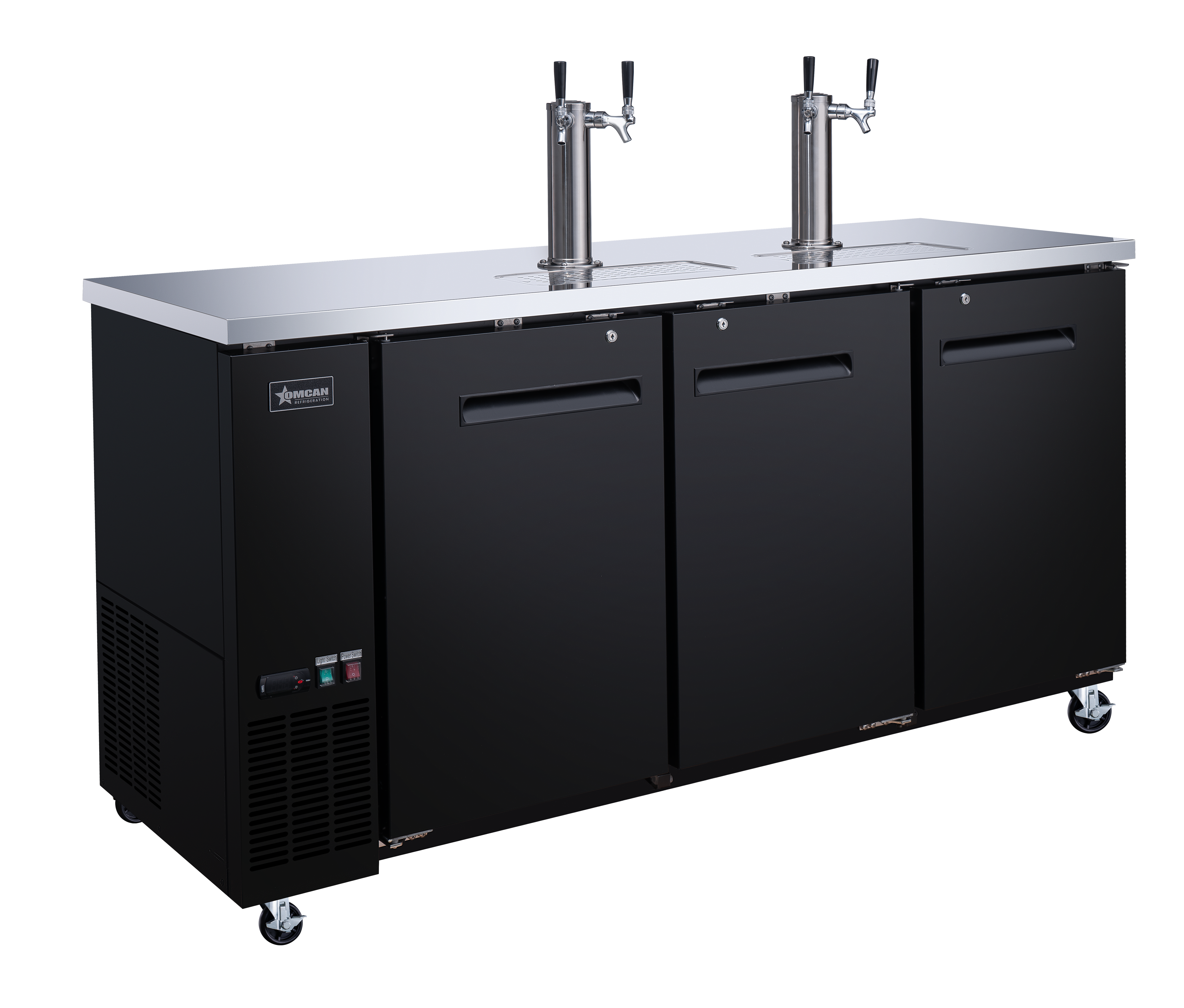 73″ Three (3) Door Kegerator / Beer Dispenser with 2 Taps, 19.6 cu.ft. (556 L)