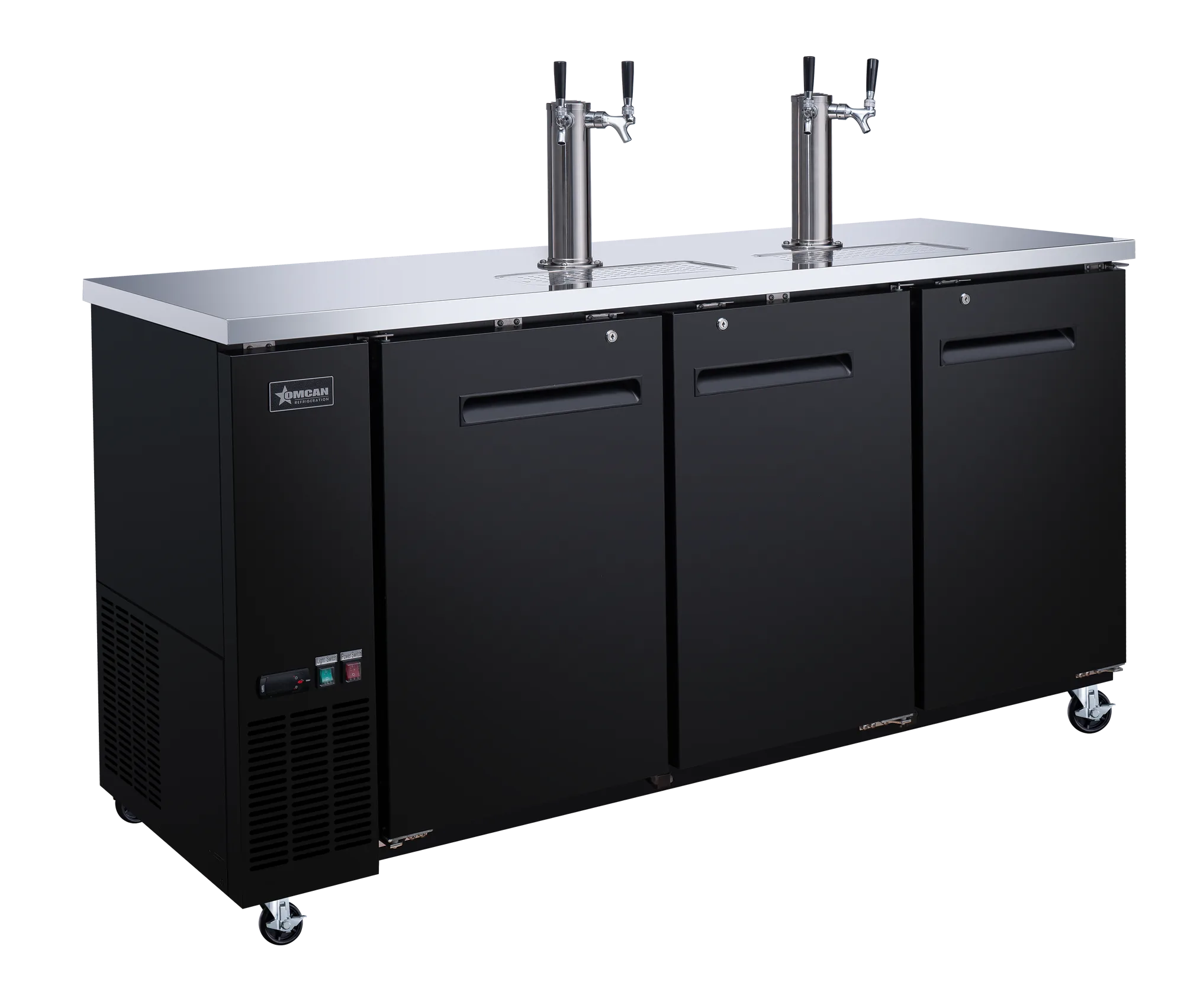 73″ Three (3) Door Kegerator / Beer Dispenser with 2 Taps, 19.6 cu.ft. (556 L)