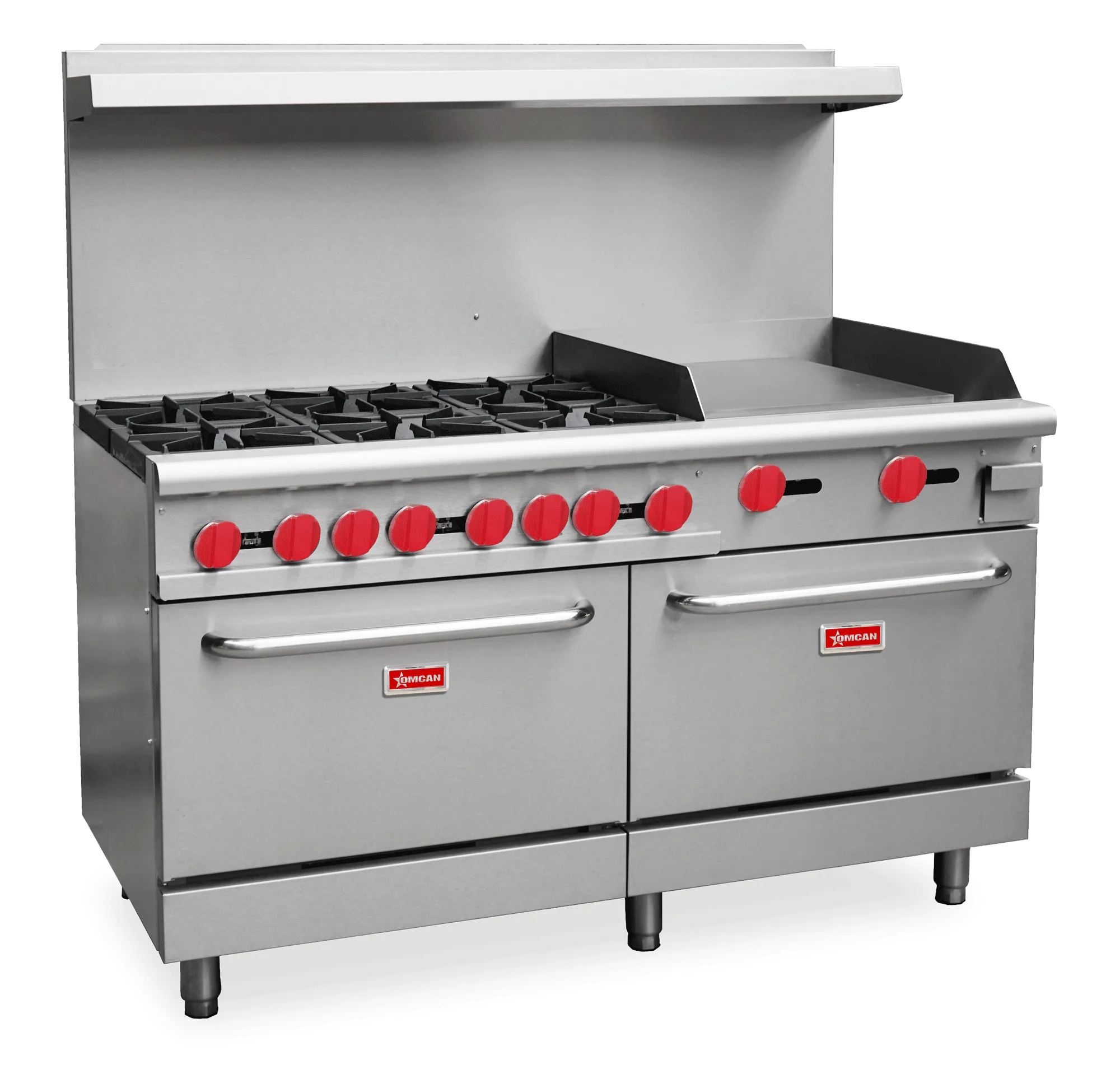 60″ Commercial Gas Range with 6 Burners, 24″ Griddle and 2 Standard Ovens 282,000 BTU – Natural Gas
