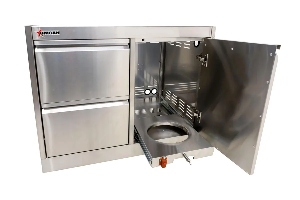 32″ Stainless Steel Cabinet Stand for #47876 with Gas Tank Cabinet and 2 Drawers with Soft Hinge Drawer Slide