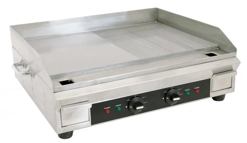 Stainless Steel Griddle with Half-Smooth and Half-Ribbed Surface and 23.87″x 16″ Cooking Area