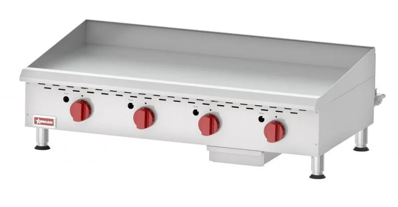Elite 48" Countertop Gas Griddle 4 Burners with Thermostatic Control – 120,000 BTU