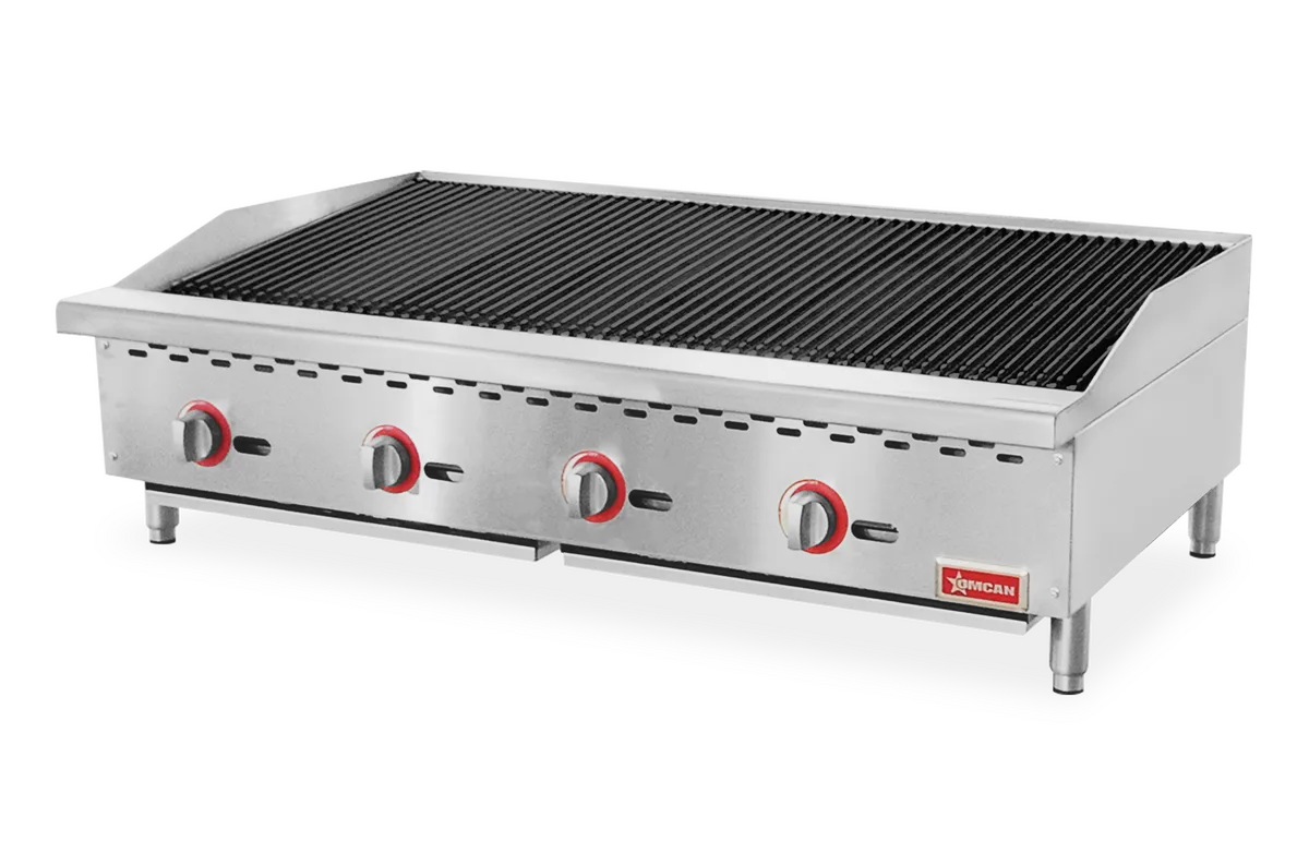 48″ Countertop Radiant Gas Charbroiler, 4 burners, 140,000 BTU