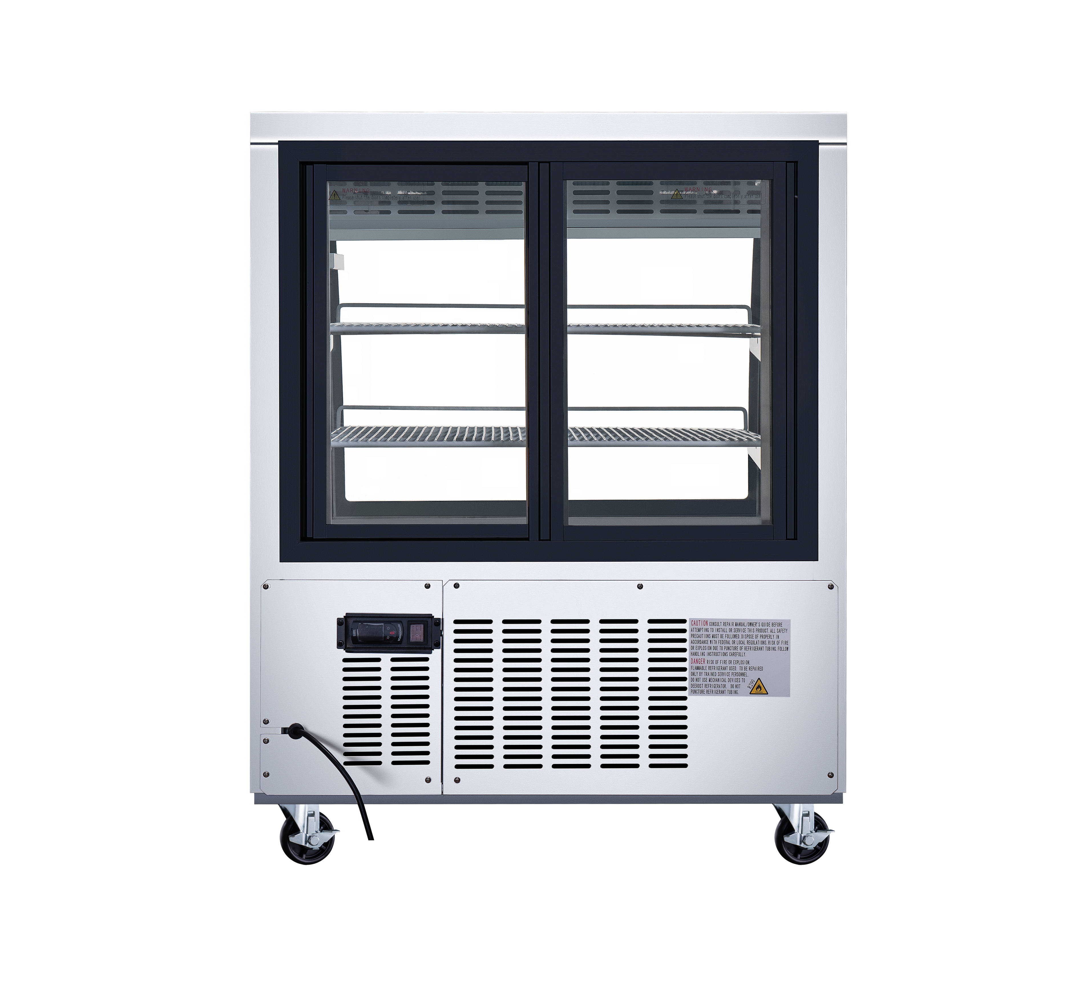 36″ Two (2) Shelf Floor Refrigerated Showcase, 11.6 cu.ft. (328 L), Stainless Steel