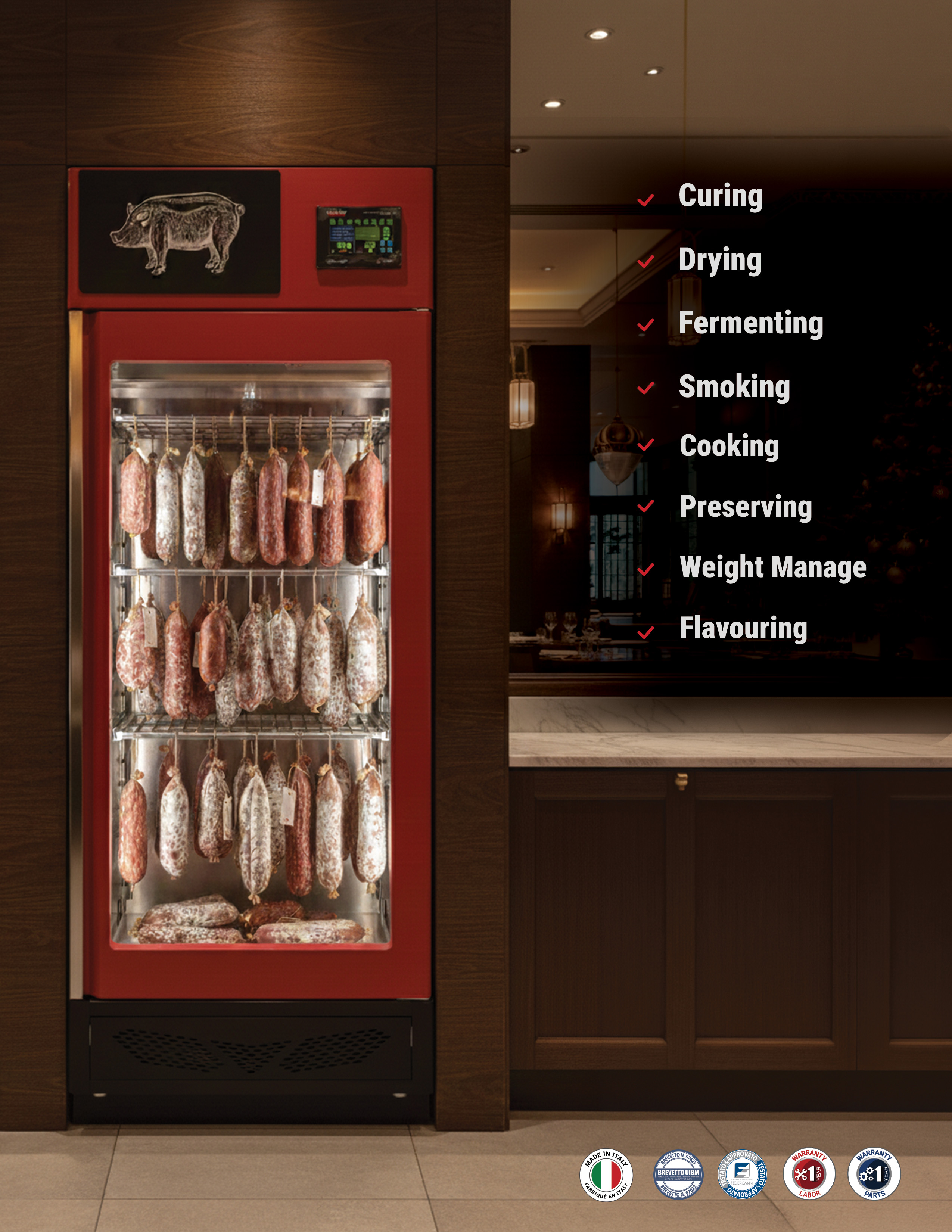 Stagionello® Maturmeat® Combo 100+100 KG Meat Curing and Salami Curing Cabinet with Climatouch® and Fumotic®