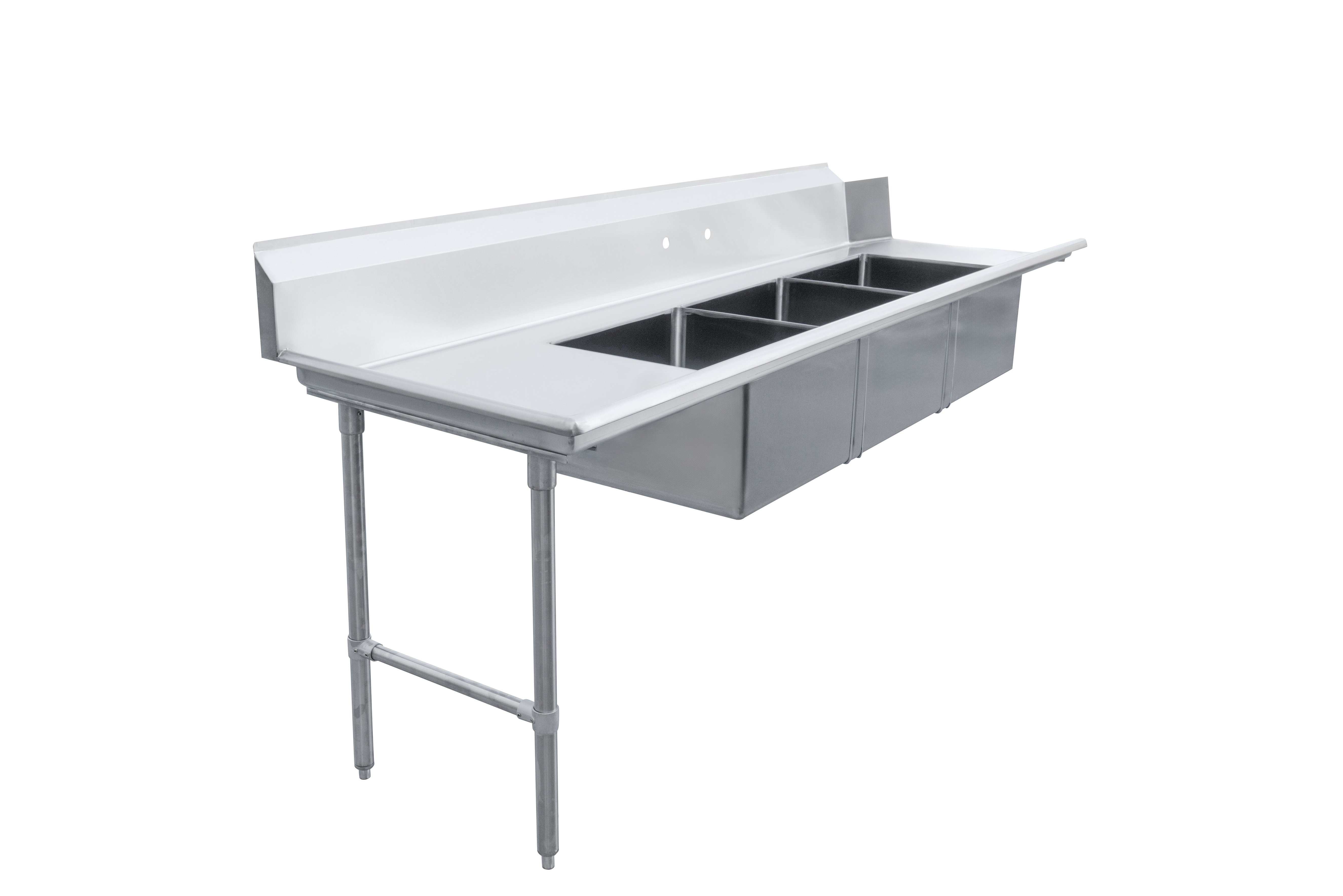 108" Left Side Soiled Dish Table with Three Sinks