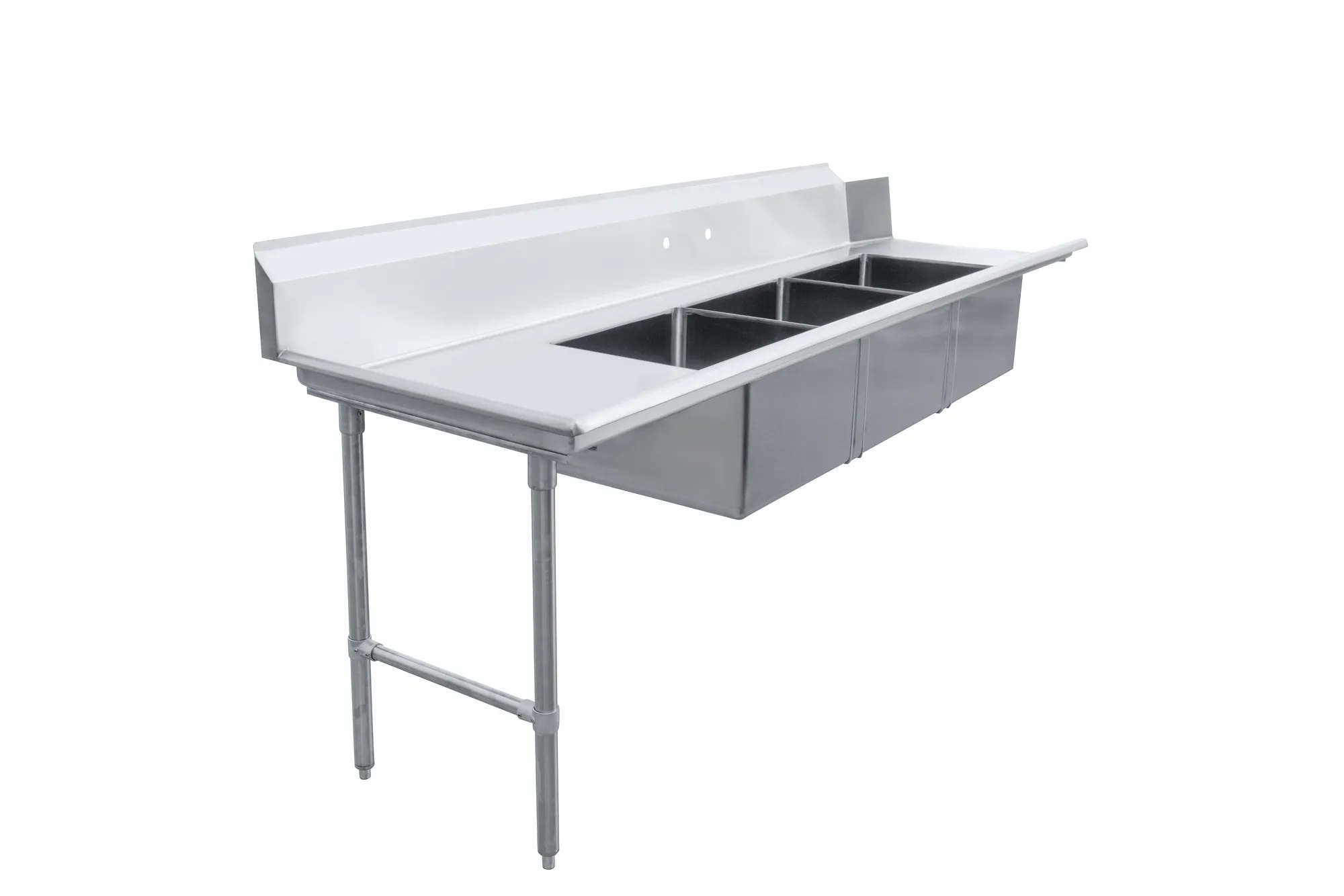 108" Left Side Soiled Dish Table with Three Sinks