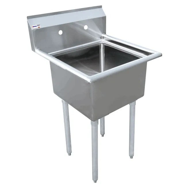 18″ x 18″ x 11″ 18-gauge stainless steel One Tub Sink with 3.5″ Center Drain Without Drainboard