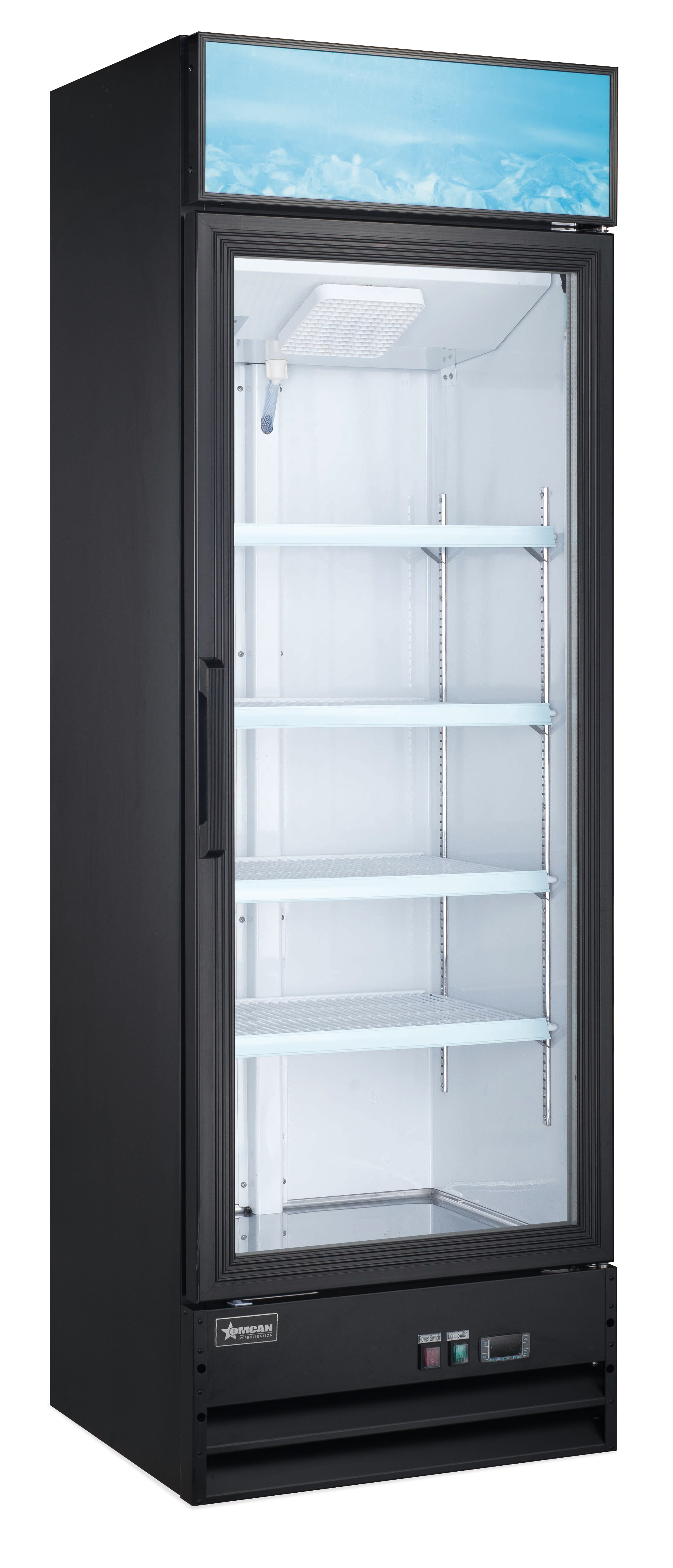 26" One (1) Glass Door Display Refrigerator with Lightbox, 14 cu.ft. (396 L), Black
