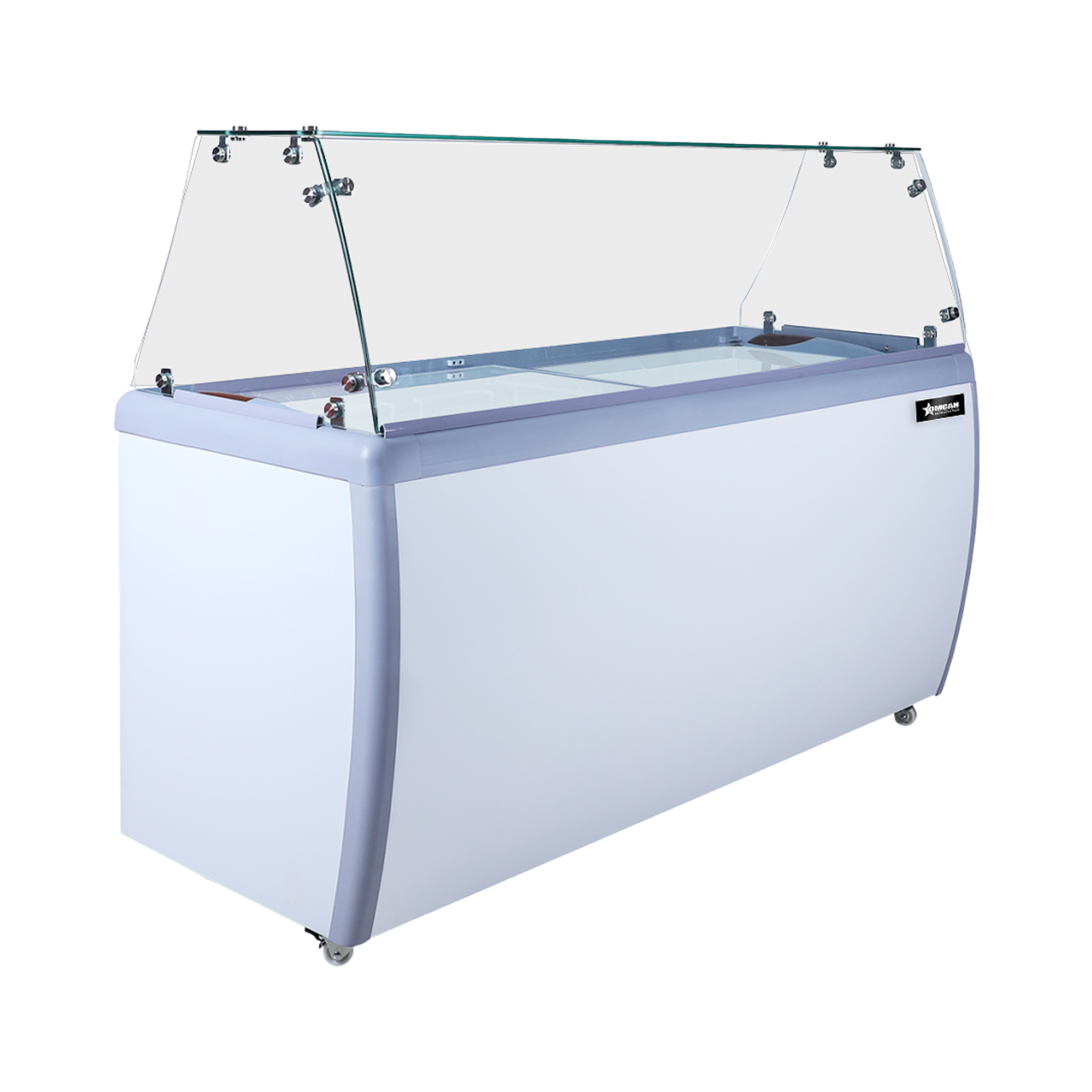 39″ 6+4 Tubs Capacity Ice Cream Dipping Freezer with Flat Sneeze Guard - 110V/60 Hz/1 Ph
