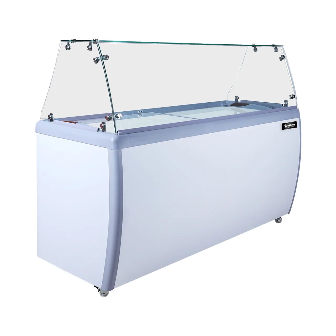 39″ 6+4 Tubs Capacity Ice Cream Dipping Freezer with Flat Sneeze Guard - 110V/60 Hz/1 Ph