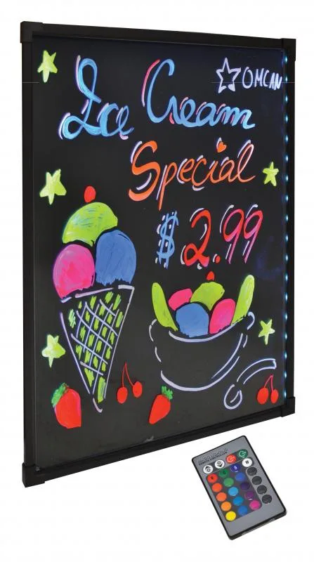 Refined Tempered Glass LED Write-On Flash Board with Remote Control