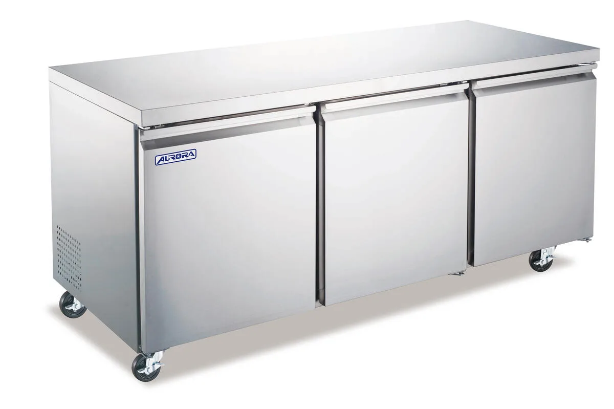 Aurora 72″ Three (3) Door Undercounter Refrigerator, 16 cu.ft. (440L), Stainless Steel