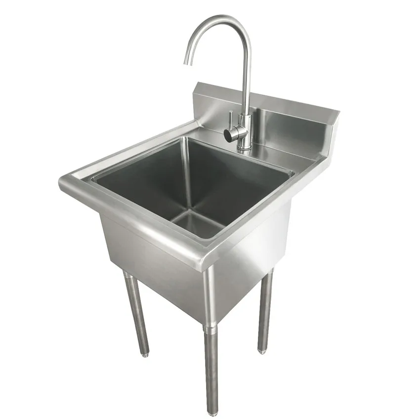18″ x 16″ x 13″ 16-gauge, 304 stainless steel One Tub Laundry Sink with Faucet and Drain Basket