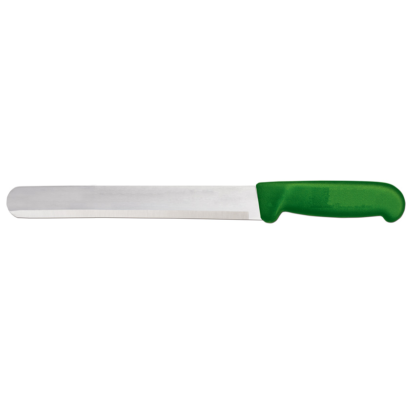 12" Slicer Straight Knife with Green Polypropylene Handle