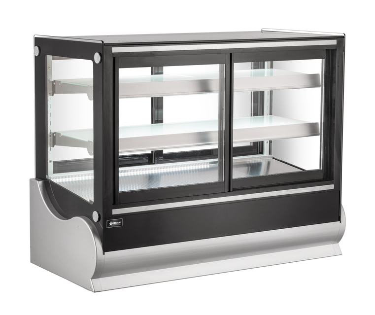 48” Two (2) Shelf Square Refrigerated Self-service Countertop Display Case, 9 cu.ft. (255 L), Black