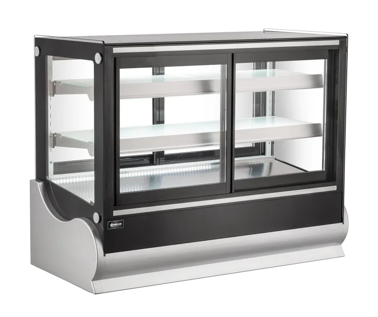 48” Two (2) Shelf Square Refrigerated Self-service Countertop Display Case, 9 cu.ft. (255 L), Black