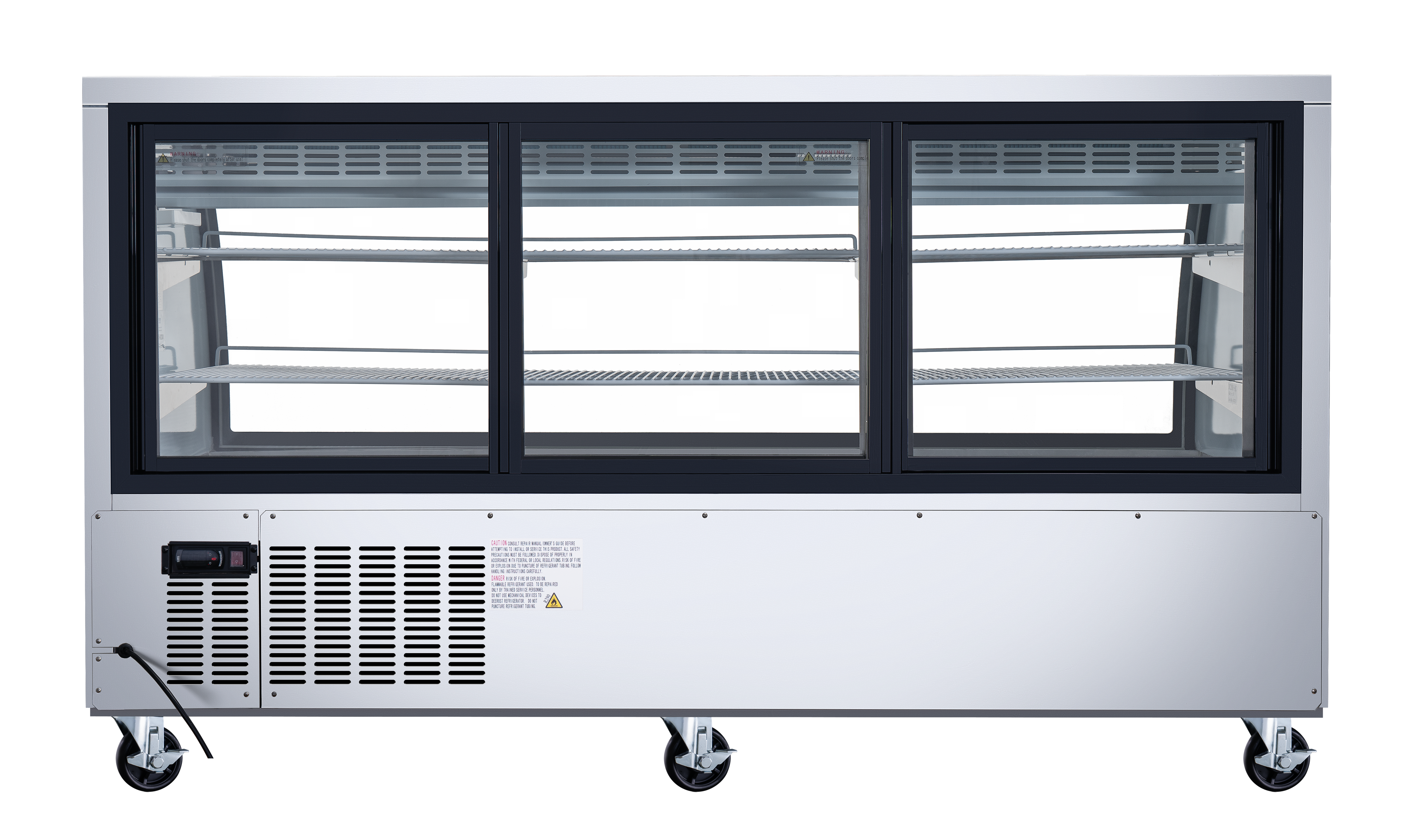 82″ Two (2) Shelf Floor Refrigerated Showcase, 32 cu.ft. (903 L), Stainless Steel
