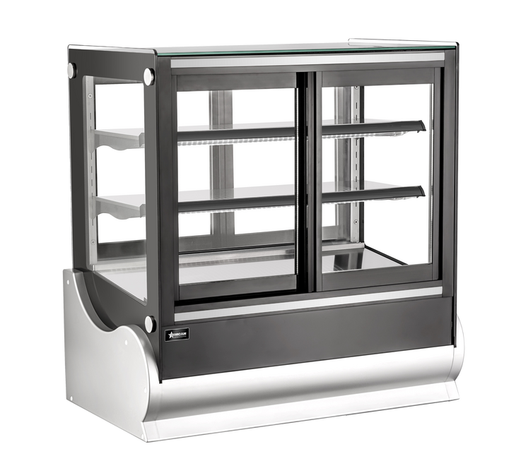 36” Two (2) Shelf Square Refrigerated Self-service Countertop Display Case, 7 cu.ft.(185 L), Black