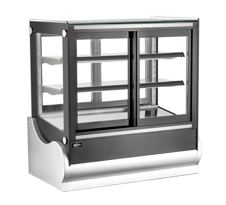 36” Two (2) Shelf Square Refrigerated Self-service Countertop Display Case, 7 cu.ft.(185 L), Black
