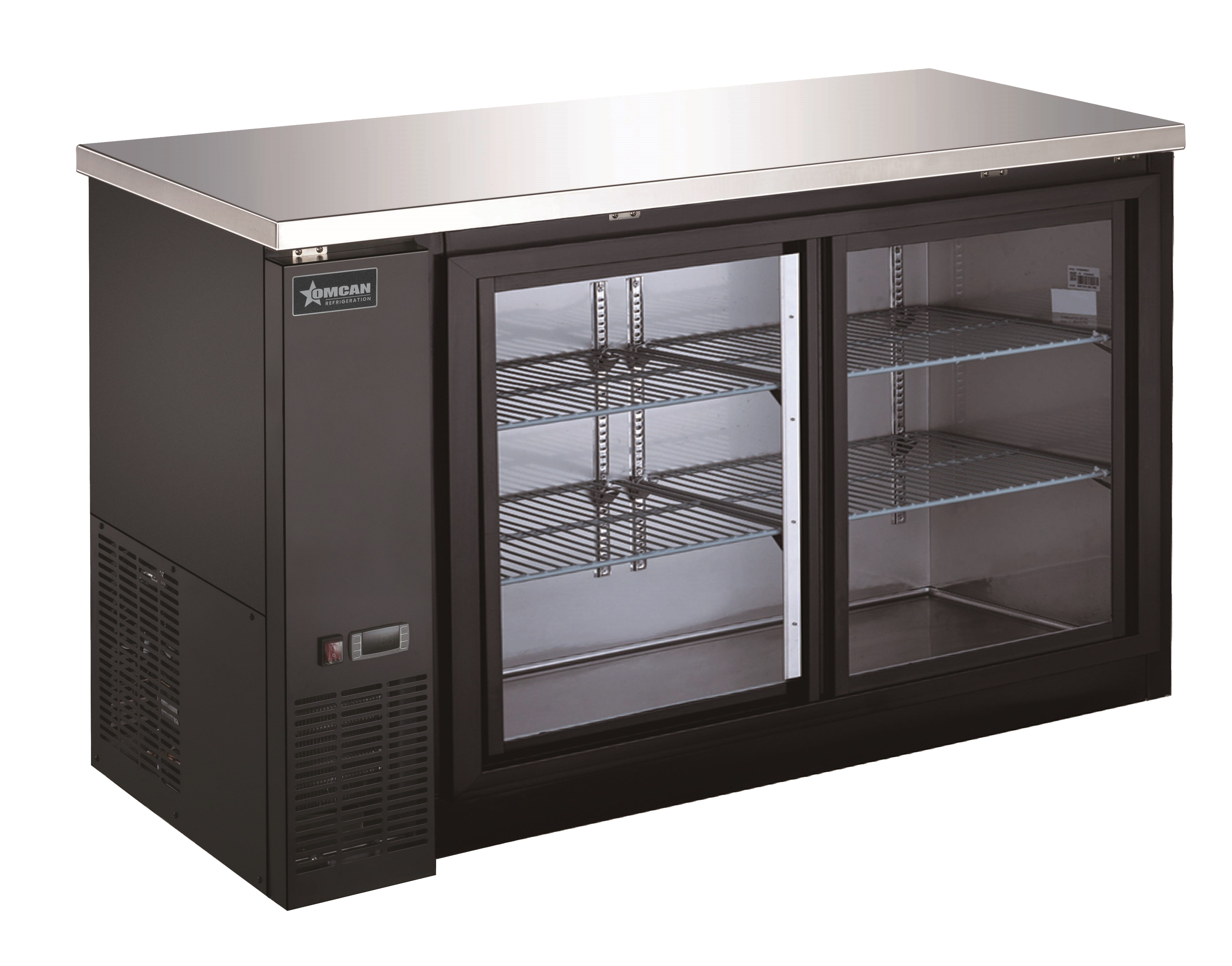 60″ Two (2) Glass Door Back Bar Cooler with Sliding Door, 15.8 cu ft (446 L)