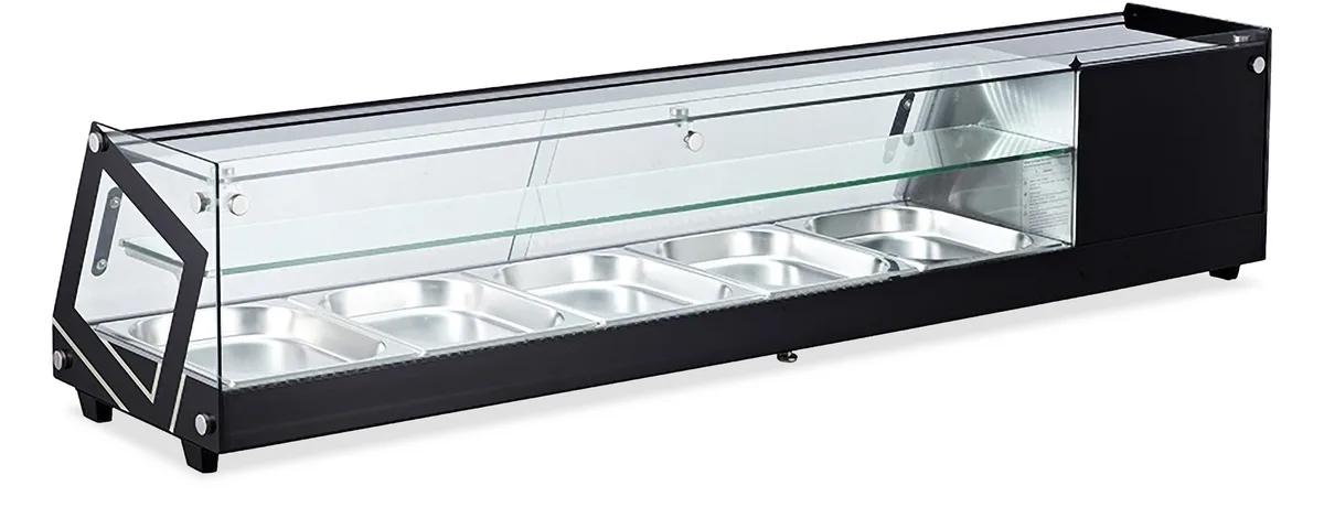 58″ Refrigerated Sushi Showcase with Flat Glass, 3 cu.ft. (84 L), Black