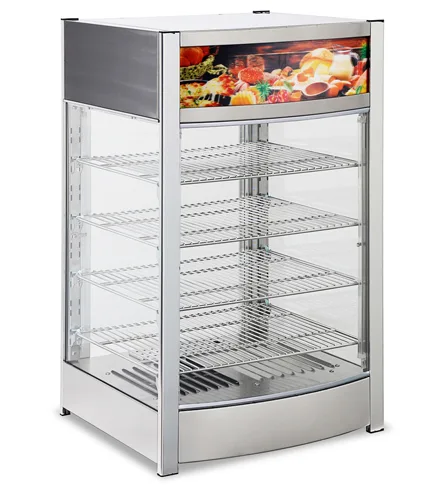 18" Countertop Display Warmer, 4 Shelves, Sliding Doors, Full-Service 3.4 cu.ft. (97L) Capacity – 110V, 800W