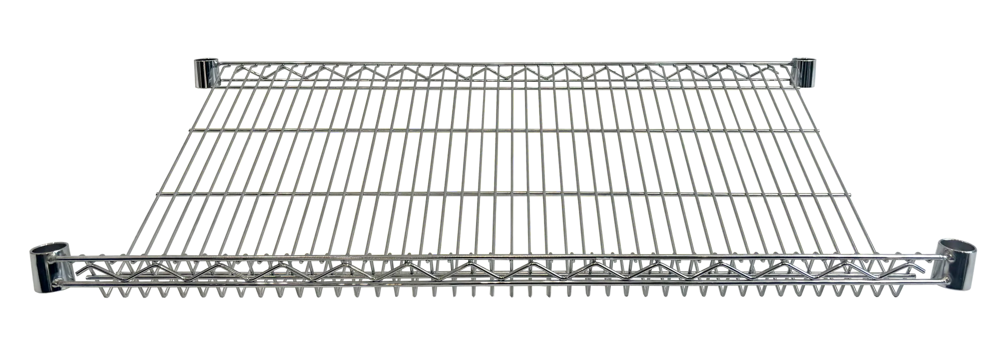 Slanted Merchandising Wire Shelving, 27 Degree, Chromed, 24" x 72"