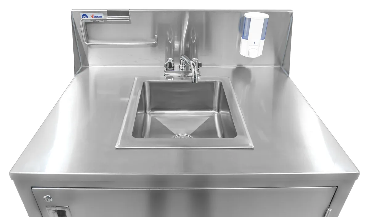 Portable Hand Sink with Backsplash and Water Heater Tank and Pump