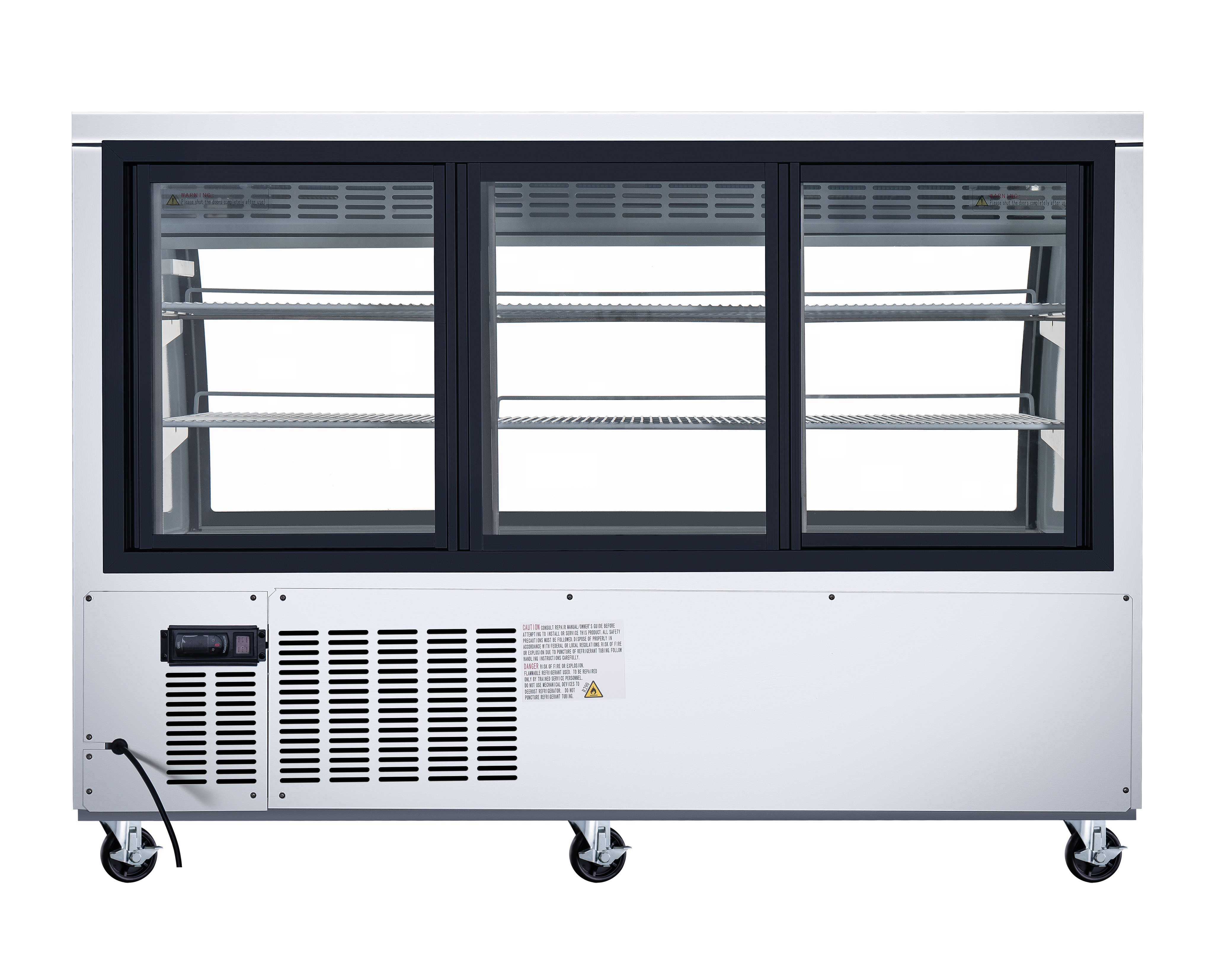 64″ Two (2) Shelf Floor Refrigerated Showcase, 22 cu.ft. (620 L), Stainless Steel