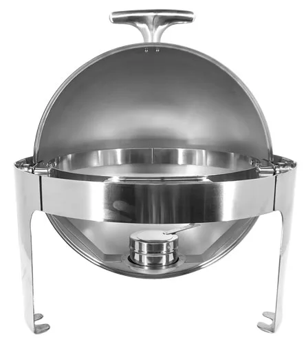 6 qt (5.6 L) Stainless Steel Round Chafing Dish with Roll Top Lid