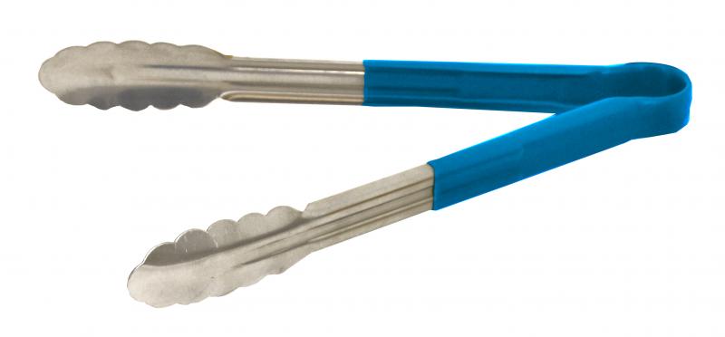 12" Heavy-Duty Utility Tongs with Blue Plastic Handle