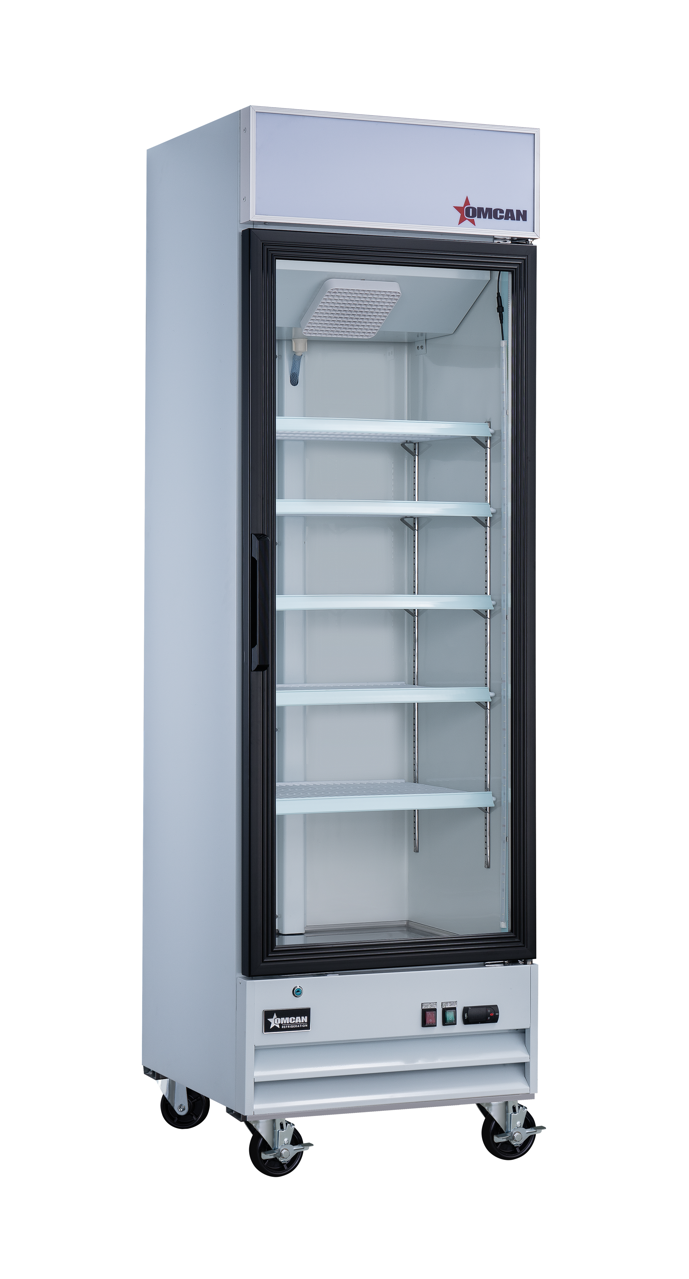 26″ One (1) Glass Door Display Refrigerator with Lightbox, 14 cu.ft. (396 L), White