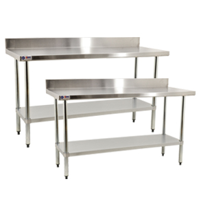 ELITE SERIES - STAINLESS STEEL WORKTABLES WITH BACKSPLASH